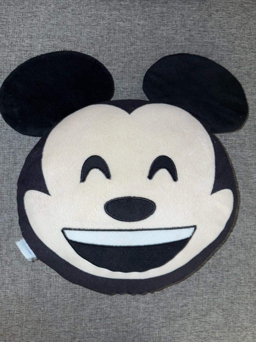 Plush Mickey Mouse Face Pillow in Black and Cream
